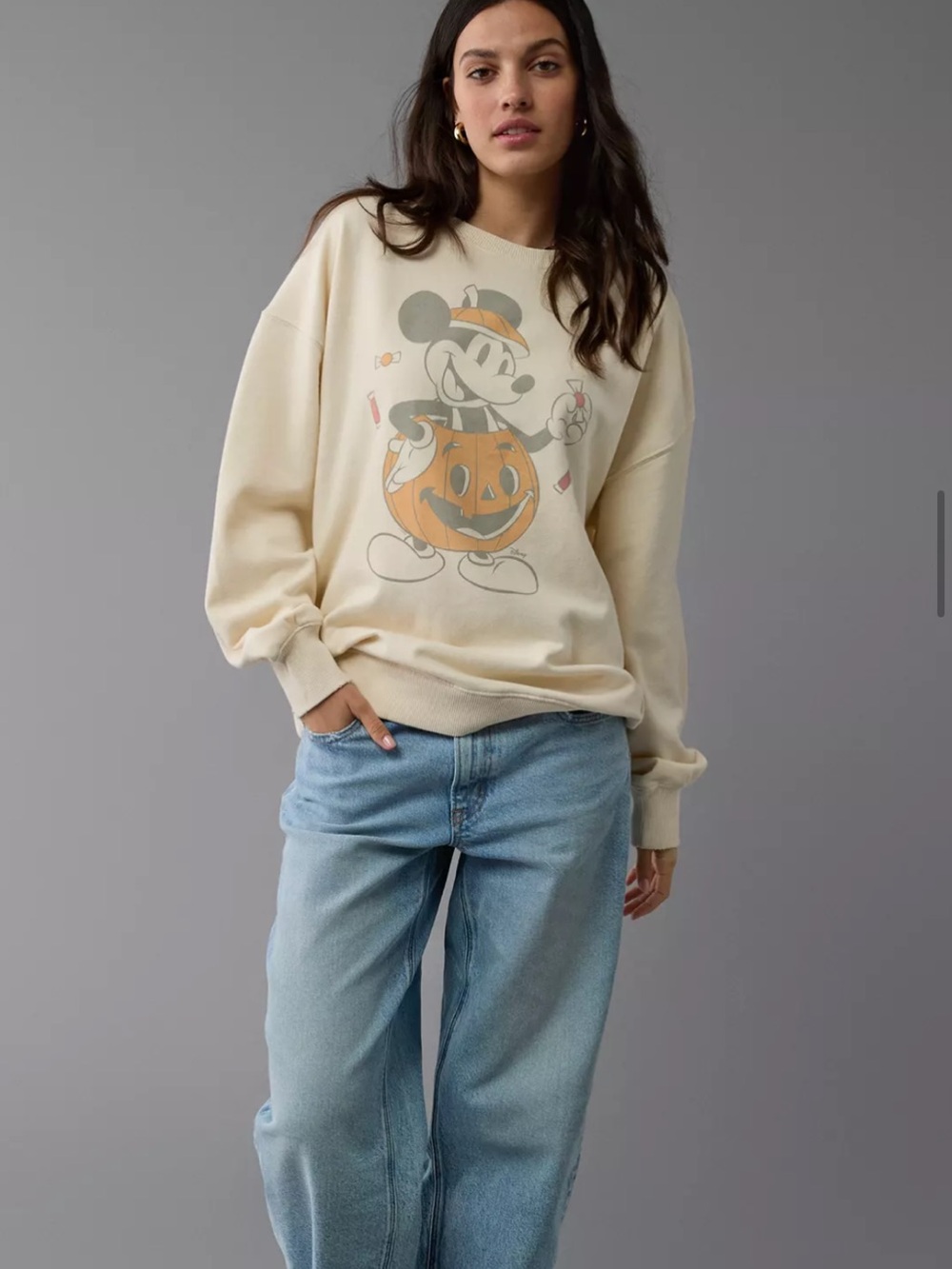 AE Oversized Halloween Mickey Mouse Graphic Sweatshirt